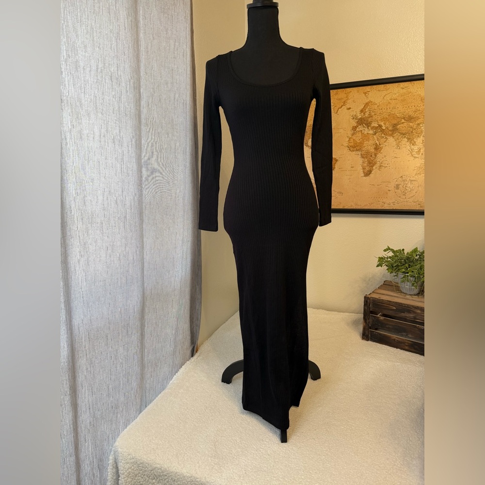 French Connection black ribbed dress